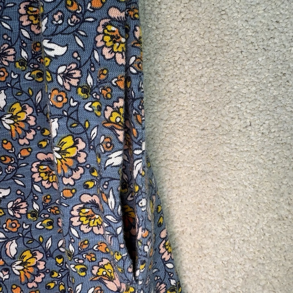 Boden Jersey Shirt Mini Dress Women's 4P Blue Floral Long Sleeve Pockets Buttons - Picture 7 of 11